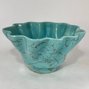 Vtg Lane Co Van Nuys Calif Pottery Ceramic P49 Planter Bowl Glazed Blue Gold 50s